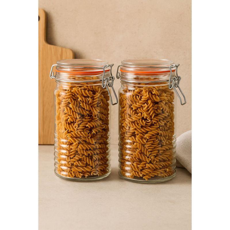 ALLEGRA - Set 2 Frascos Con Tapa De Vidrio Hermetica De 1000mL Allegra