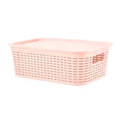 REYPLAST - Caja Organizadora Canastilla Ratán 13 Lt. Rosa Claro