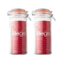 ALLEGRA - Set 2 Frascos Vidrio Hermético Con Tapa Clip 1400mL