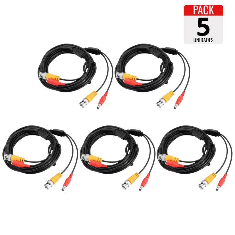 GENERICO - Pack x5 Cables para Cámaras de Vigilancia – 5 Metros