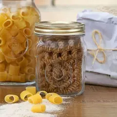 NADIR - Set 3 Frascos Americano Vintage Vidrio 500ml Tapa Dorada