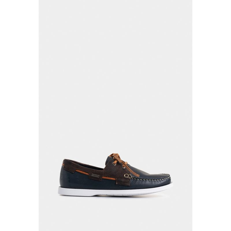 VELEZ - Vélez Zapatos Cordón De Cuero Contrastes Azul Osc