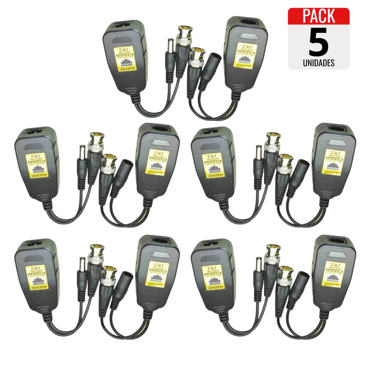 GENERICO - Pack x5 Video Balun RJ-45 8MP