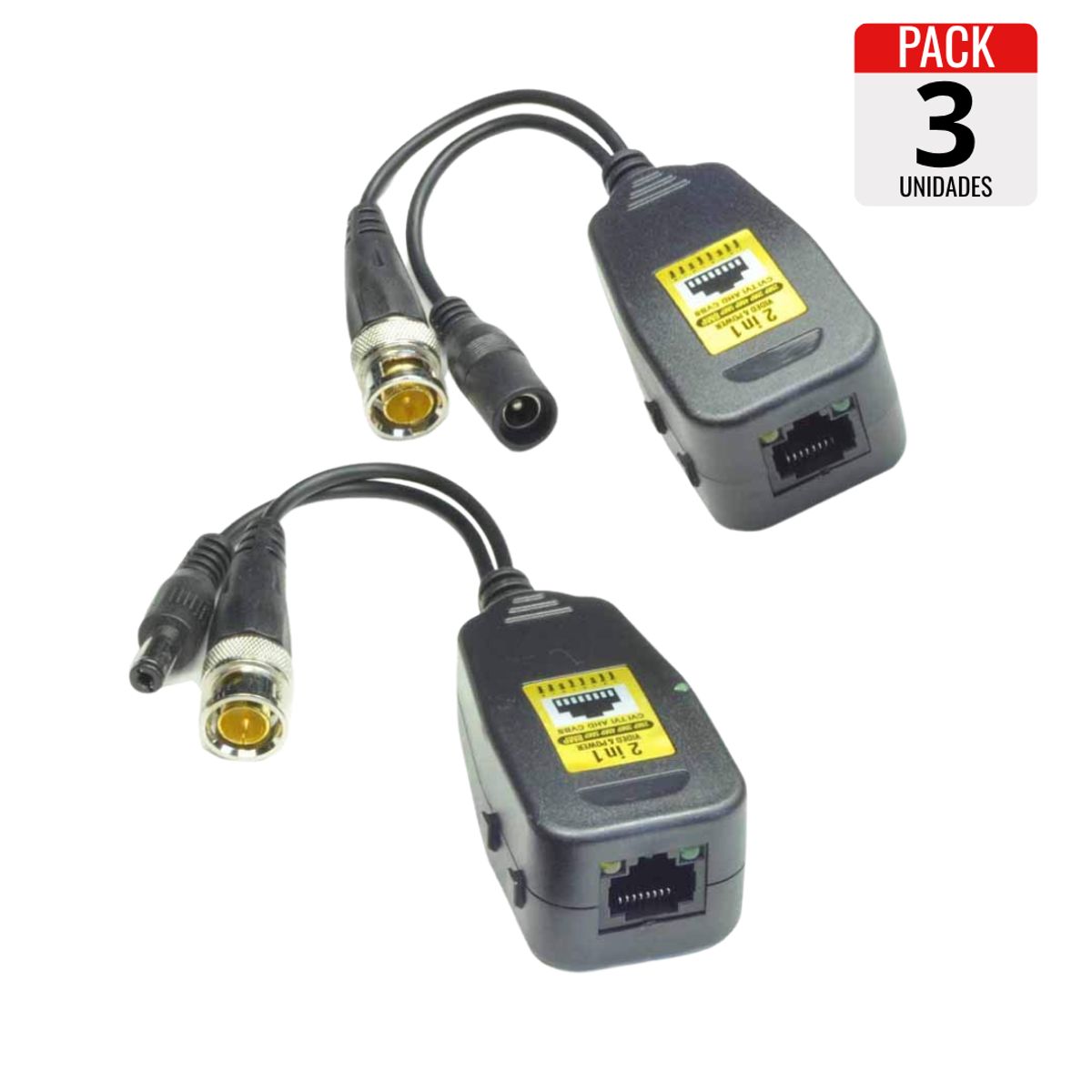 GENERICO - Pack x3 Video Balun RJ-45 8MP