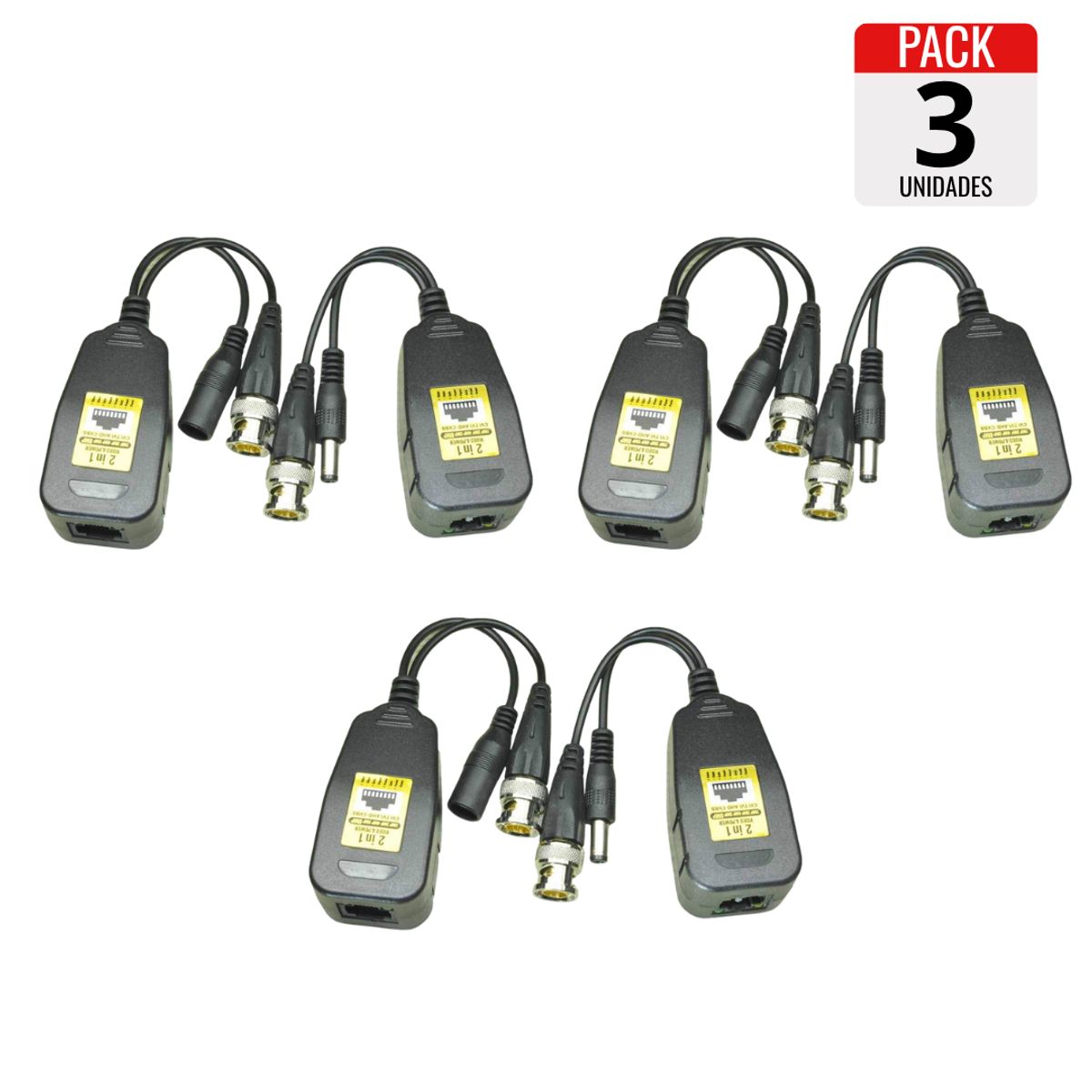 GENERICO - Pack x3 Video Balun RJ-45 8MP