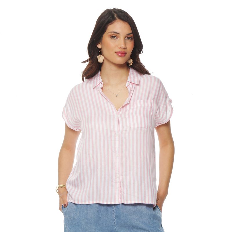 WADOS - BLUSA SIN MANGA LISTADA ABOTONADA EN DELANTERO