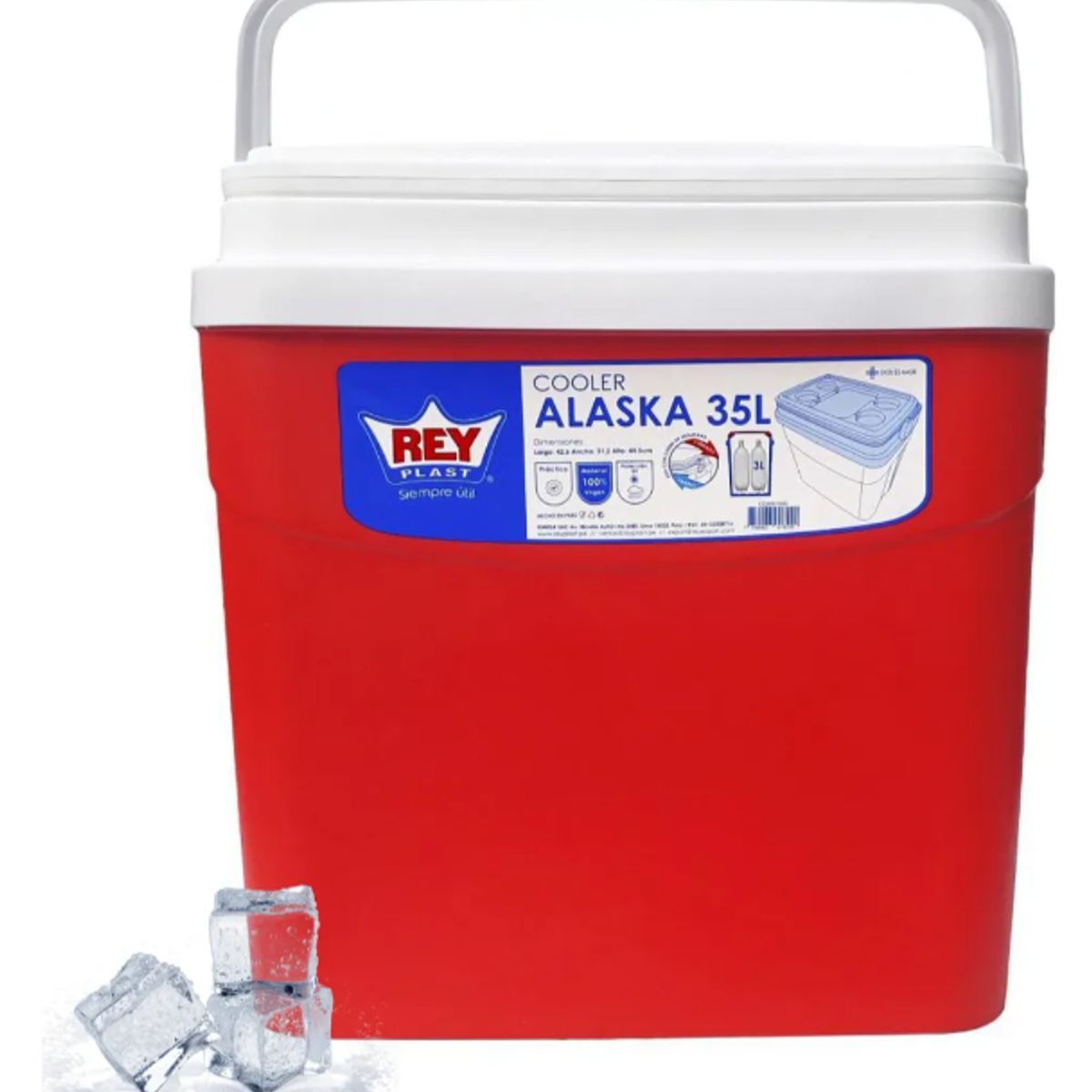 REYPLAST - Cooler Nevera Caba Hielera Portátil 35 Litros Rojo