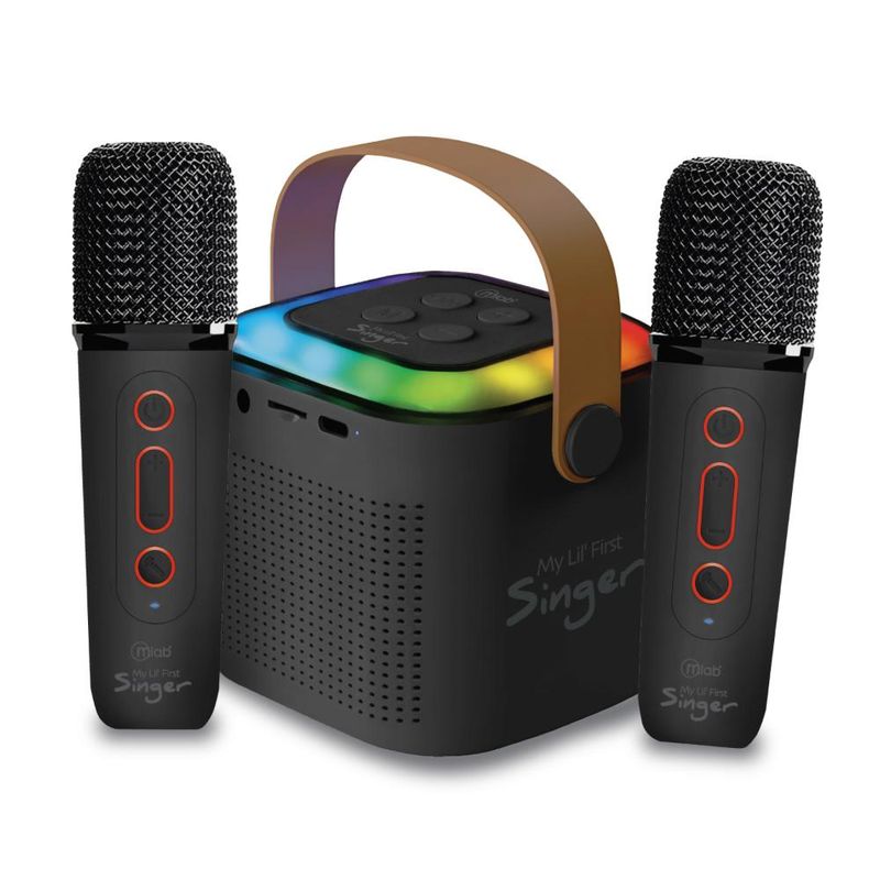 MLAB - Karaoke My Lil First Singer 2 con luz RGB 2 micrófonos inalámbricos Negro
