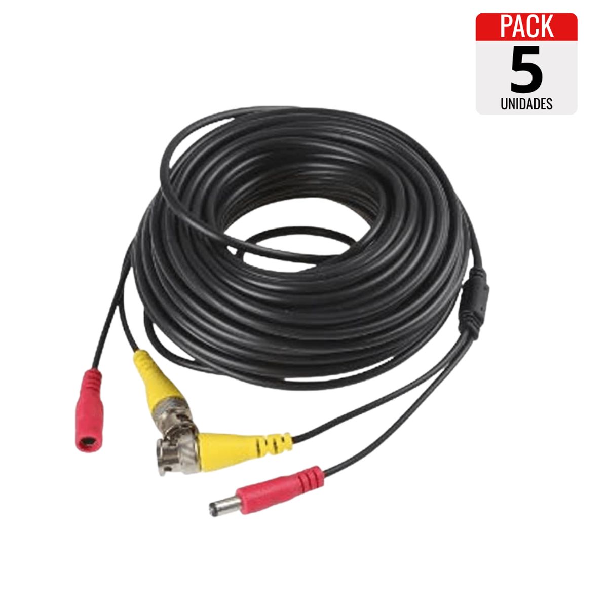 GENERICO - Pack x5 Cables para Cámara de Seguridad – 10 Metros
