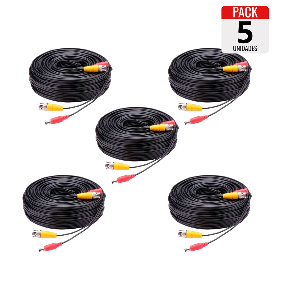 GENERICO - Pack x5 Cables para Cámara de Seguridad – 10 Metros