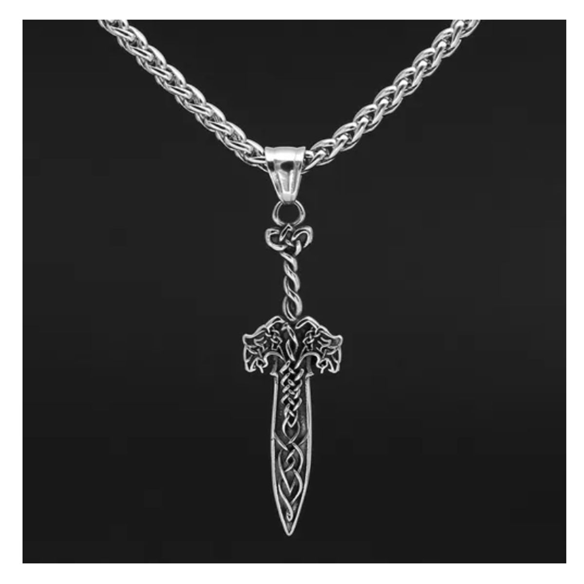 GENERICO - Collar Vikingo Espada Nordica Silver Space Hombre Mujer Royal Madriz