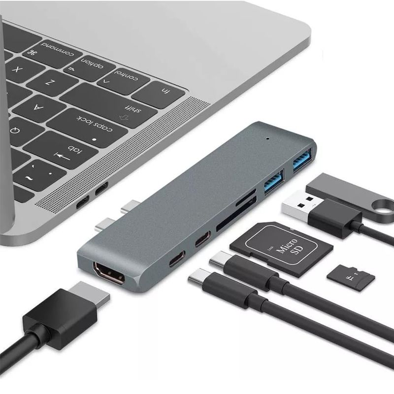 GENERICO - Adaptador Hub Hdmi Para Macbook Pro / Air Usb C 7 En 1 M1 M4