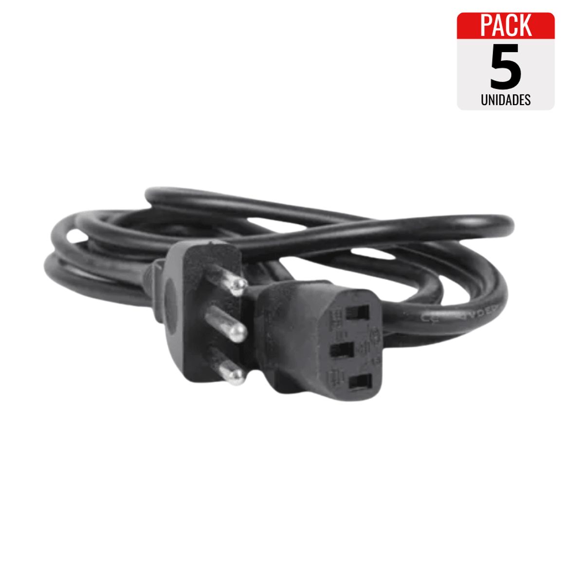 GENERICO - Pack x5 Cable de Poder – 1.8 Metros
