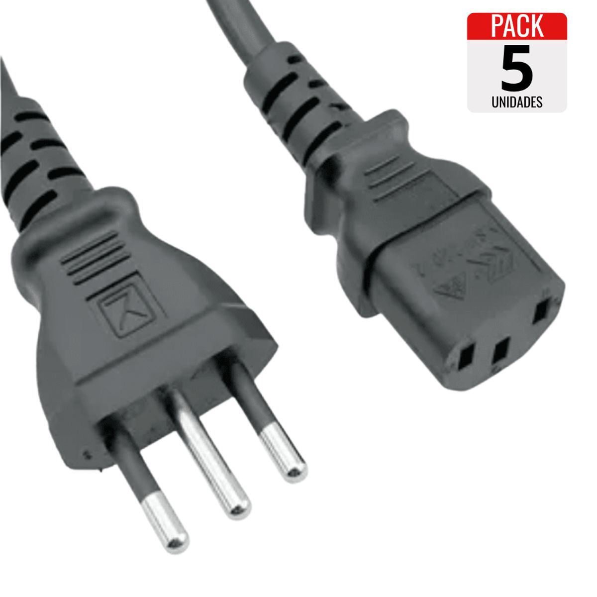 GENERICO - Pack x5 Cable de Poder – 1.8 Metros