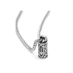 GENERICO - Collar Vikingo Odin Titanio Runa Nordica Tiwaz Silver