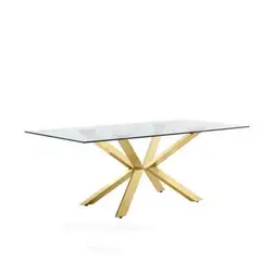 HABITA2 CHILE - Mesa de Comedor Madrid Gold Rectangular 140X80