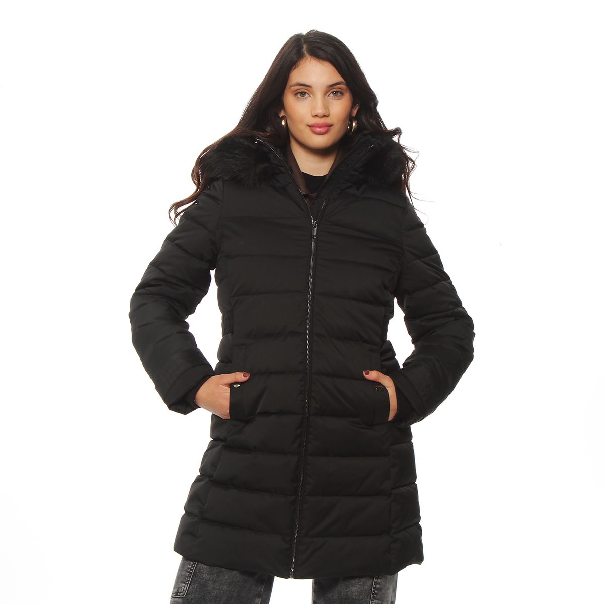 WADOS - PARKA LARGA CON CIERRE MANGA LARGA CON APLICACION EN CAPUCHA