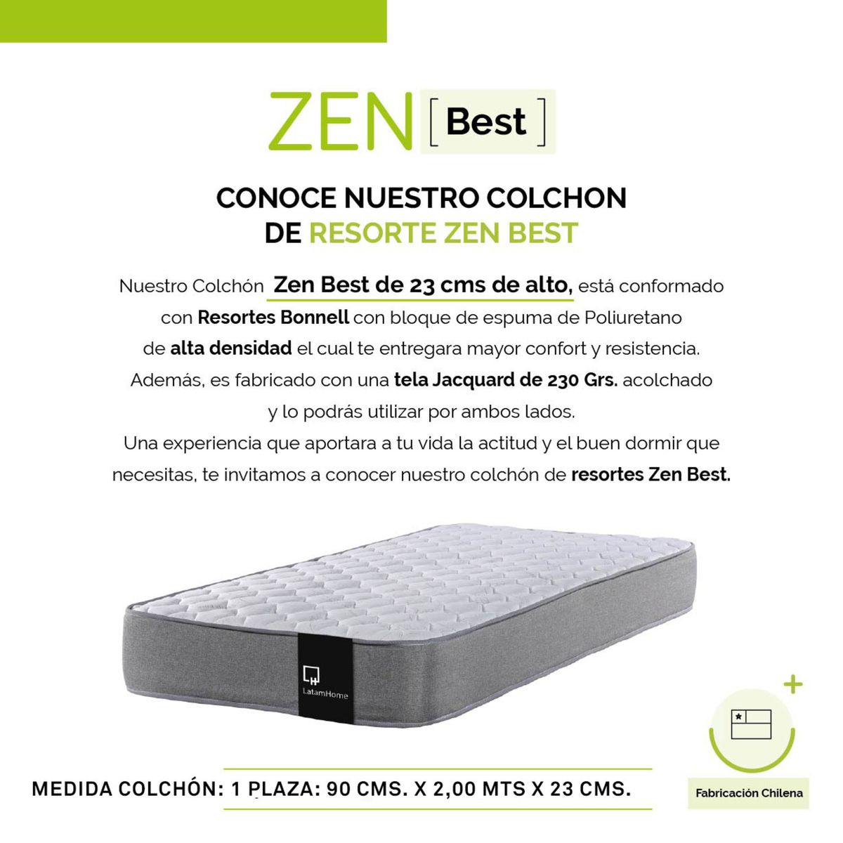 LATAM HOME - Colchón Zen Best 1 Plaza