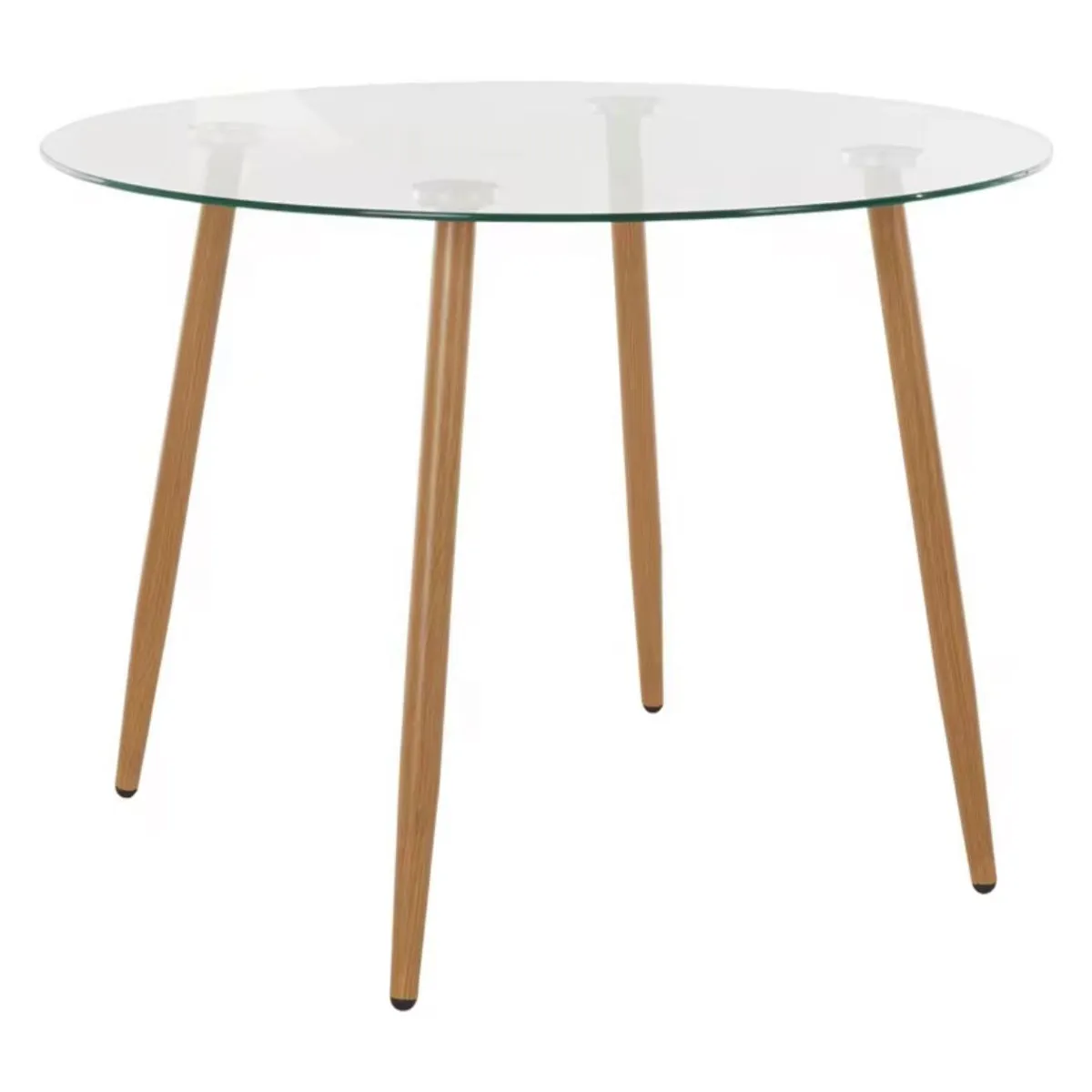 HABITA2 CHILE - Mesa de comedor de vidrio Minimalista Patas Simil Madera - 120 cm