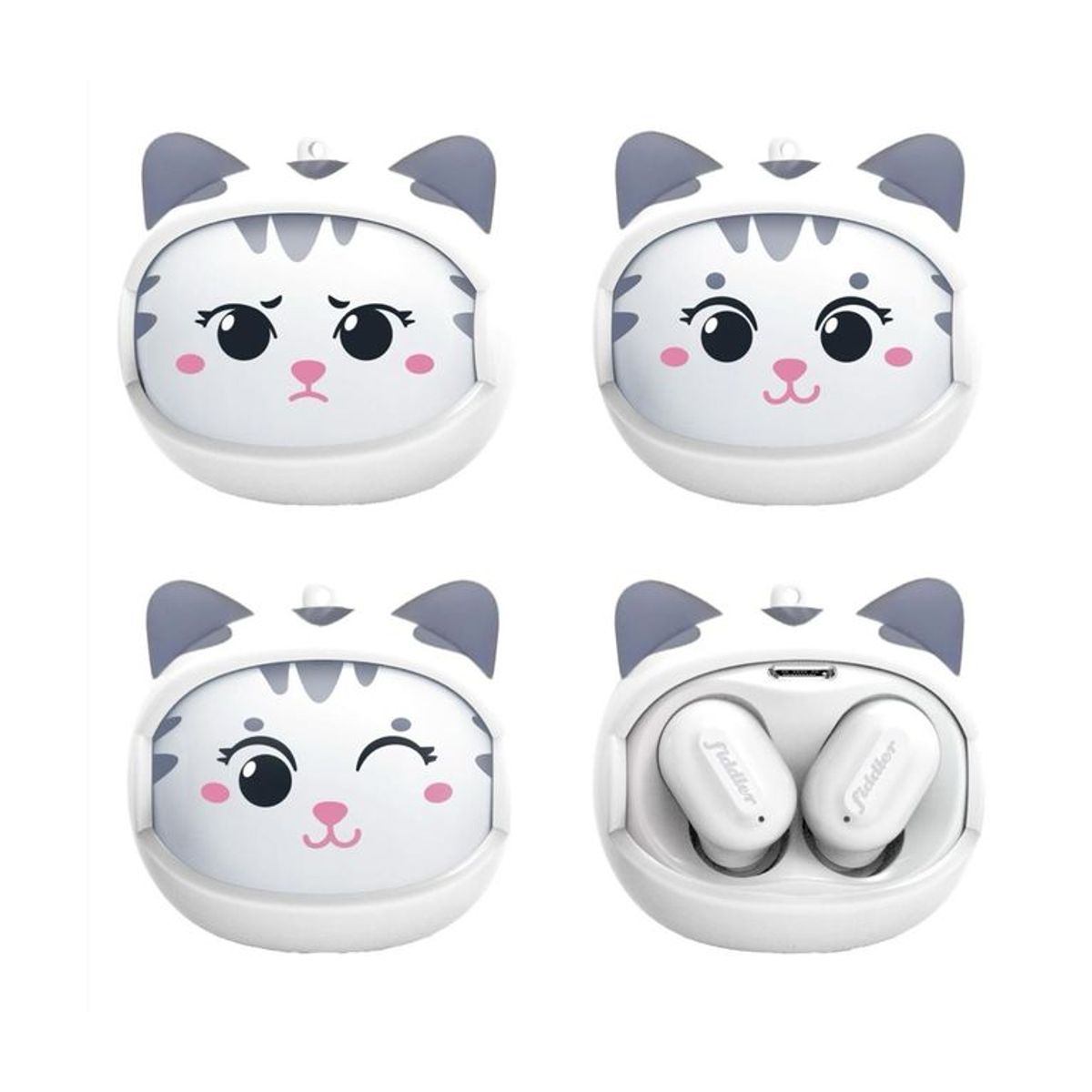 FIDDLER - Audífono Bluetooth Cat Kawaii Rolling Face Fiddler