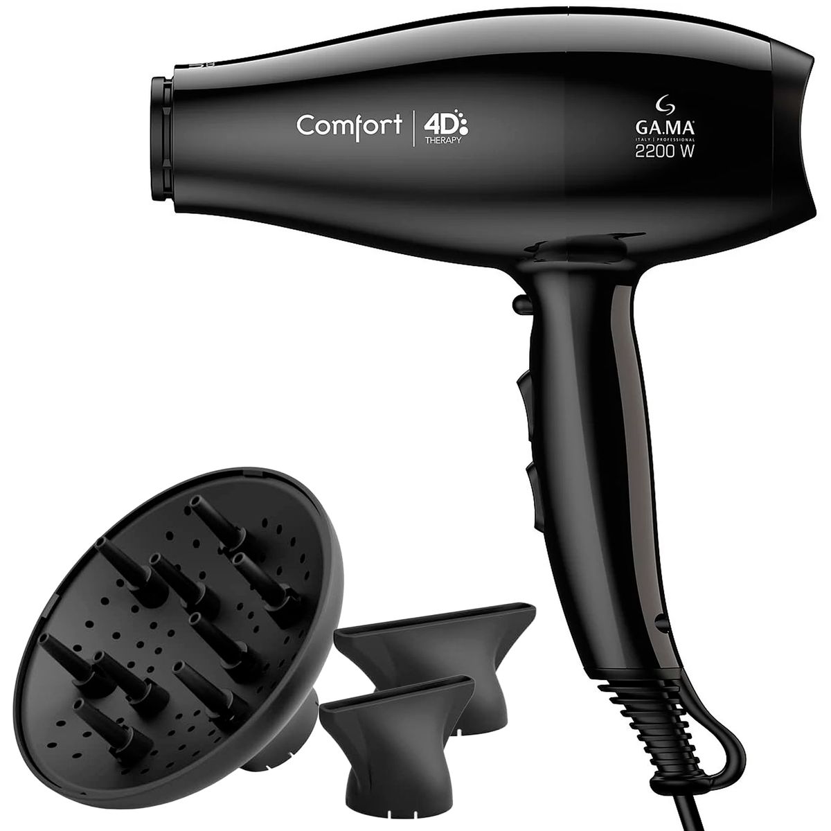 GAMA - Secador de Palo Gama Comfort 4D Ultra Ozono Ion Black