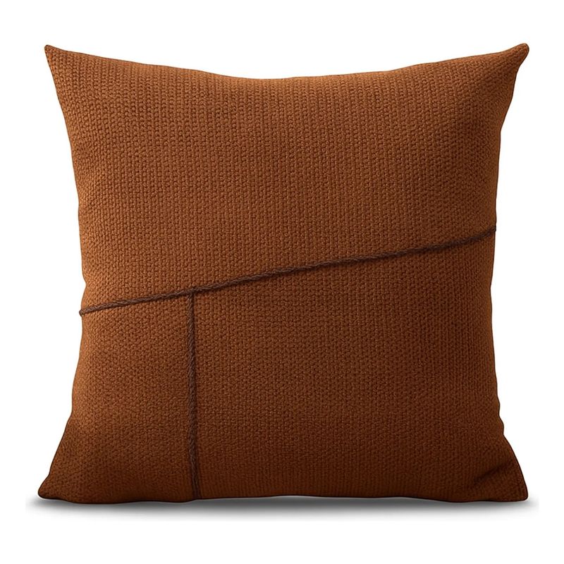GENERICO - Pack De 02 Fundas De Cojin - Chenille Detalle En Yute 45x45 Marron