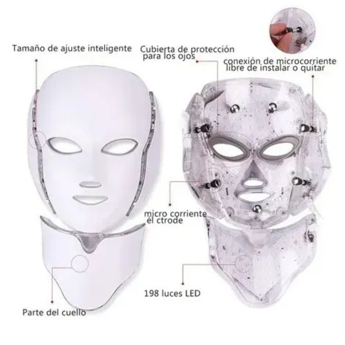 MOVI - Mascara Led c/cuello, Antiarrugas, acne, lineas de expresiòn, manchas, etc 7 colore
