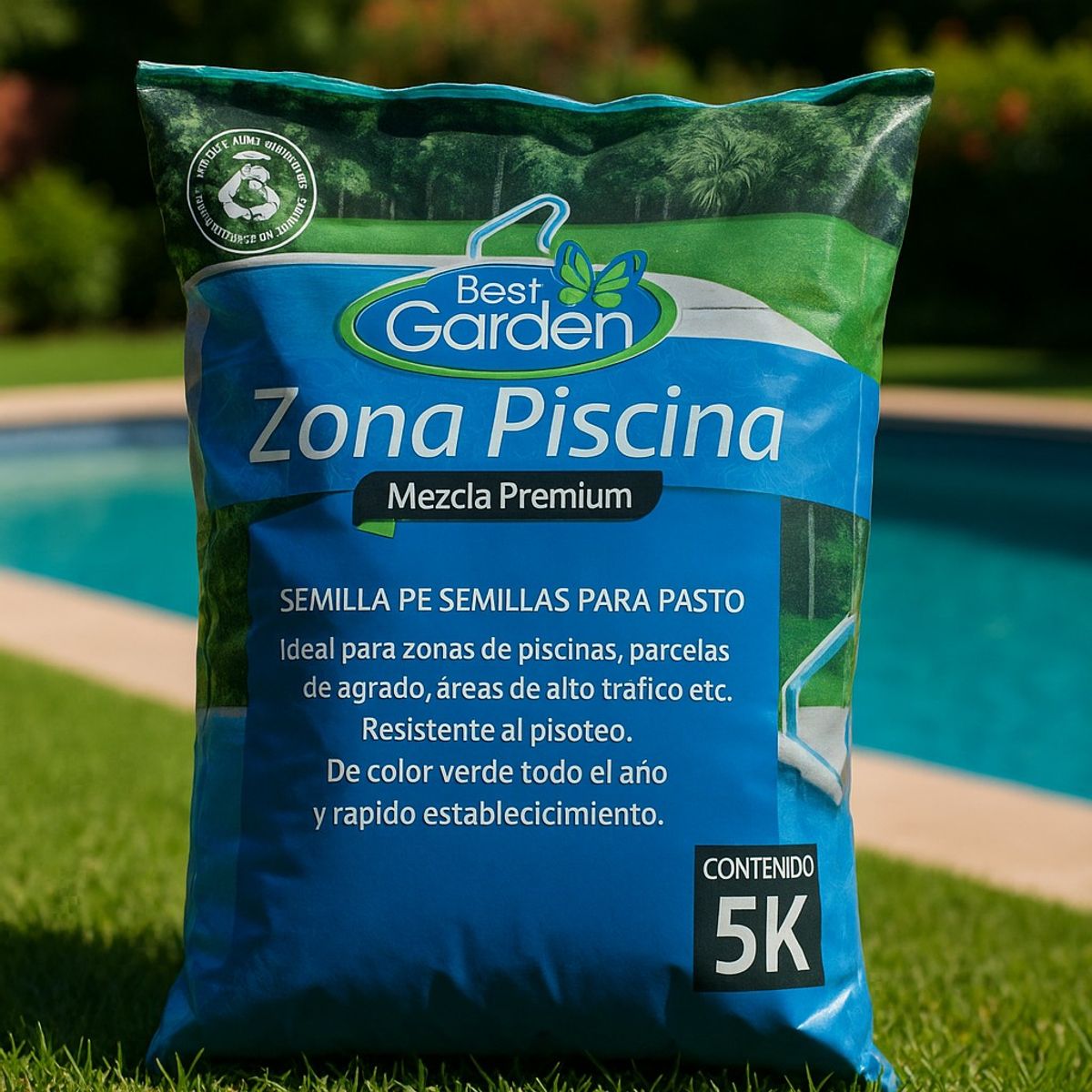 BEST GARDEN - Mezcla Césped Zona Piscinas 5 Kg. Best Garden
