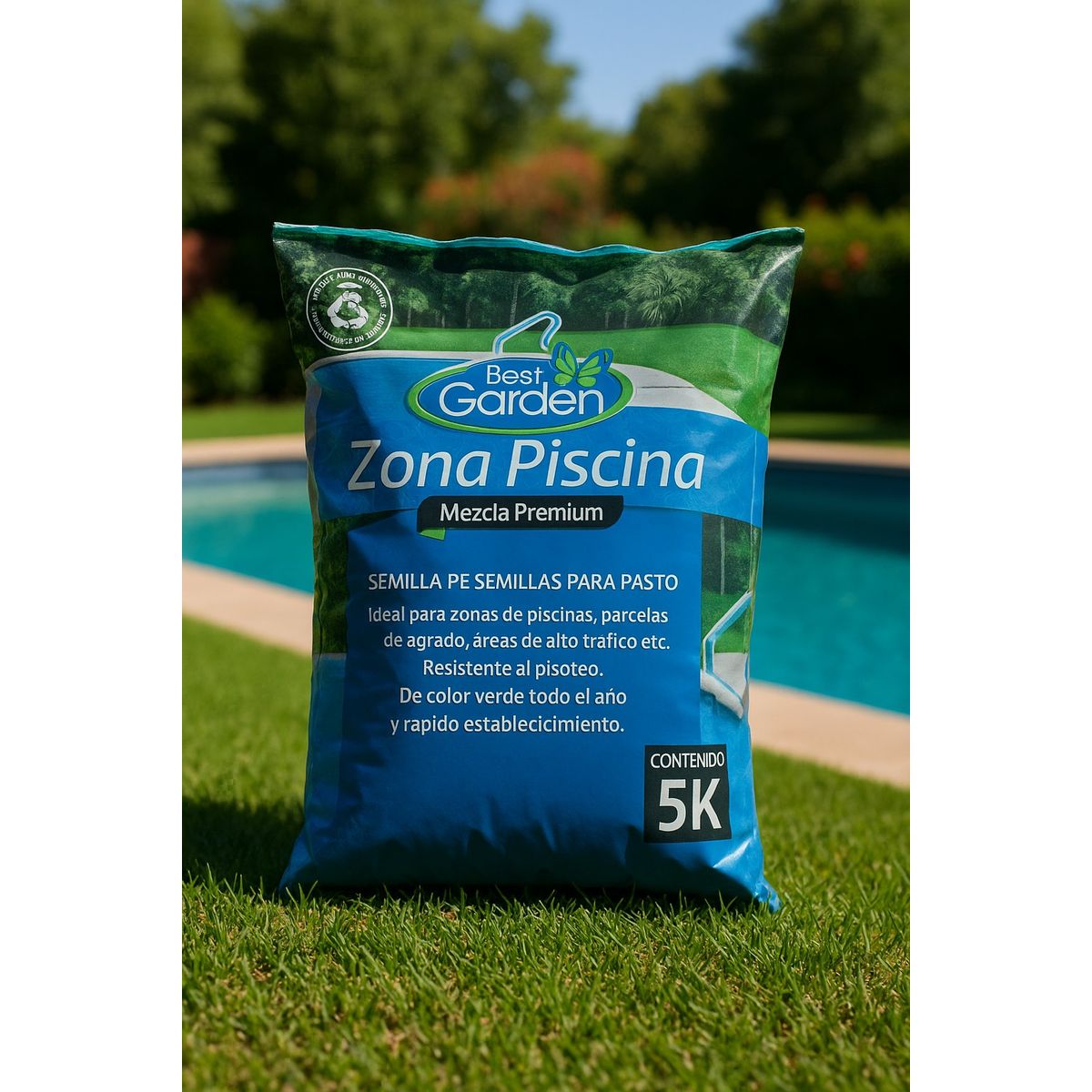 BEST GARDEN - Mezcla Césped Zona Piscinas 5 Kg. Best Garden