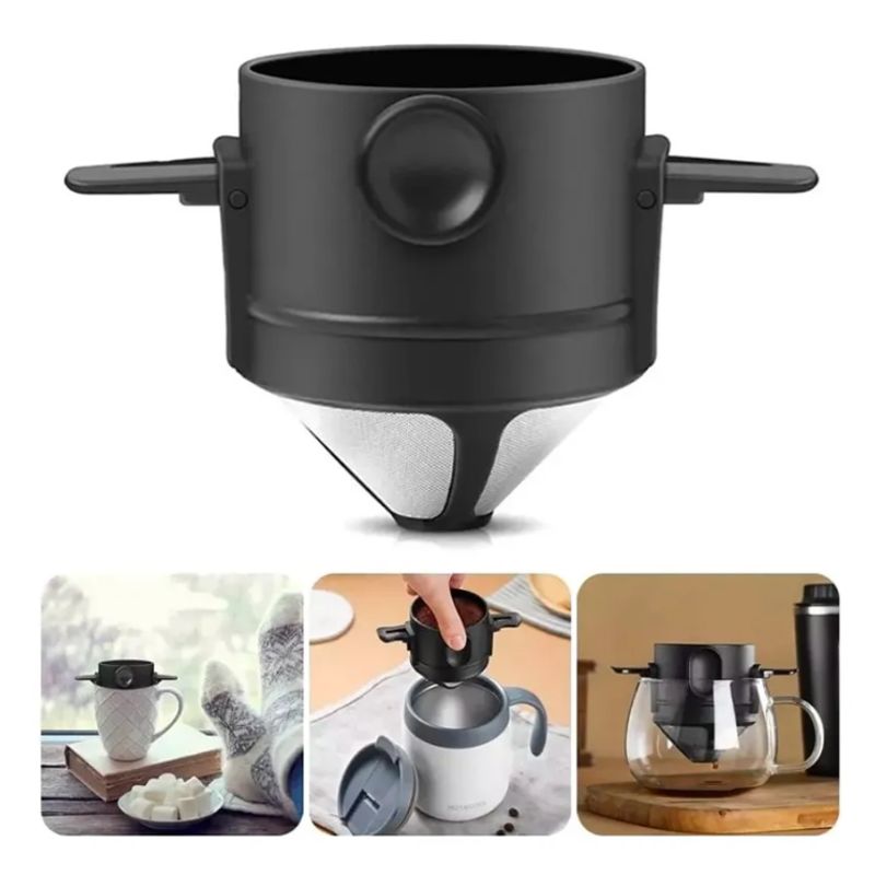 GENERICO - Filtro de Café y Té Portátil de Acero Inoxidable  Reutilizable y Compacto