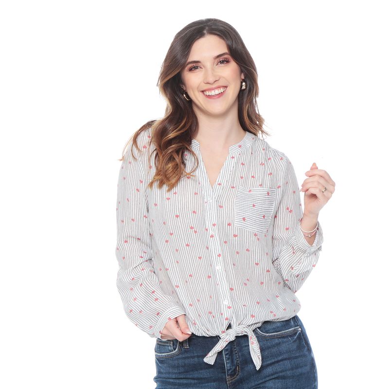 WADOS - BLUSA MANGA LARGA ESTAMPADA ESCOTE V ABOTONADA EN DELANTERO