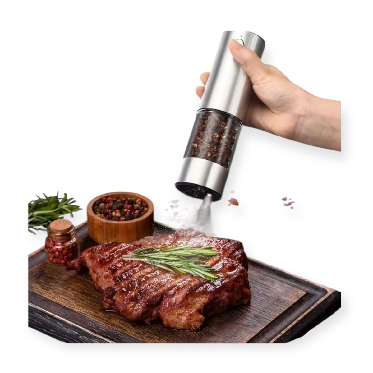 GENERICO - Molinillo Electrico De Sal Pimienta Oregano Recargable Usb Plateado