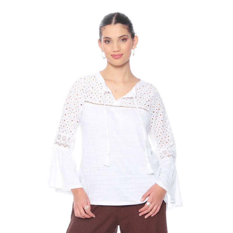 WADOS - BLUSA MANGA LARGA ACAMPANADA CON BRODERY ESCOTE REDONDO