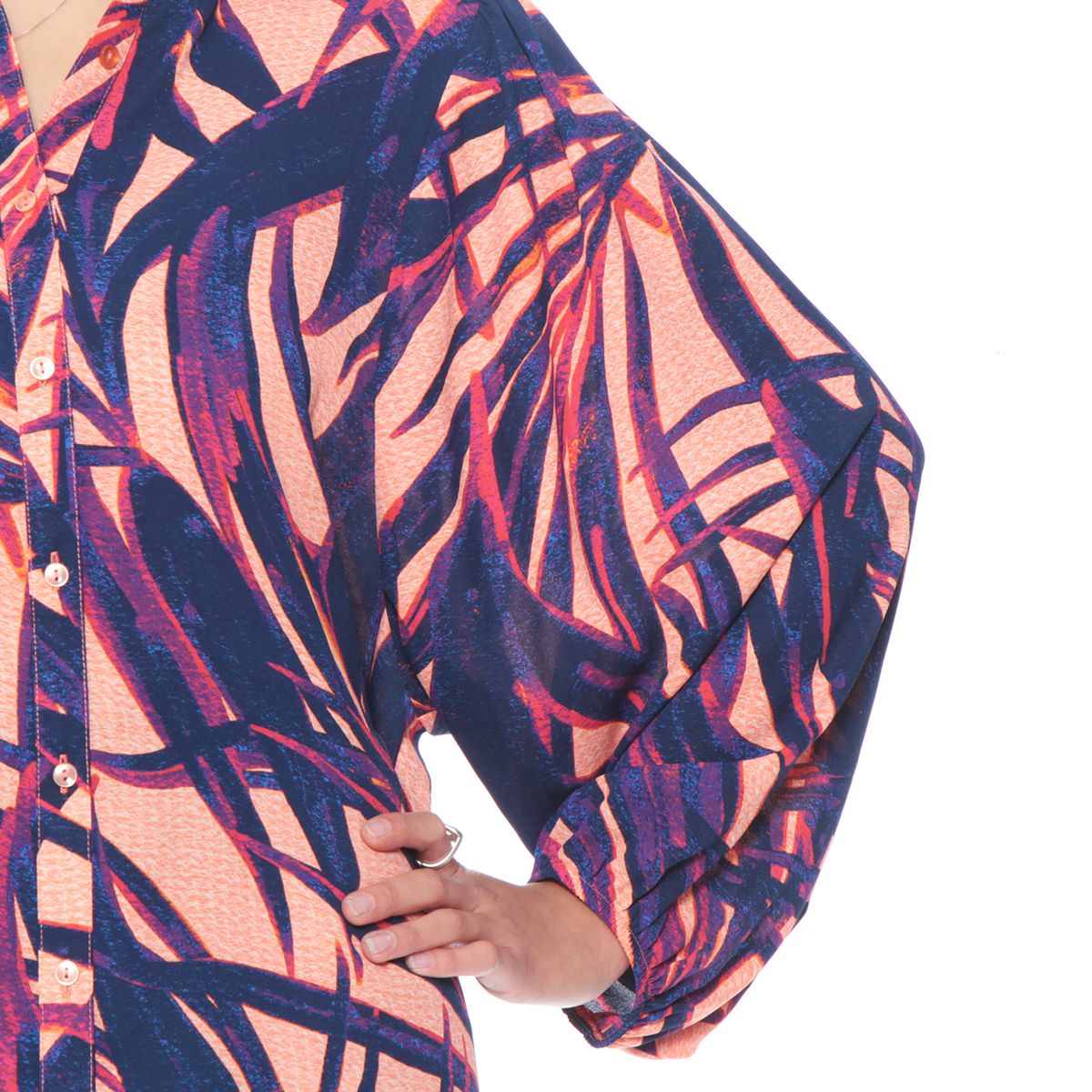 WADOS - BLUSA MANGA LARGA ESTAMPADA ABOTONADA EN DELANTERO