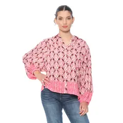 WADOS - BLUSA MANGA LARGA ESTAMPADA ABOTONADA EN DELANTERO