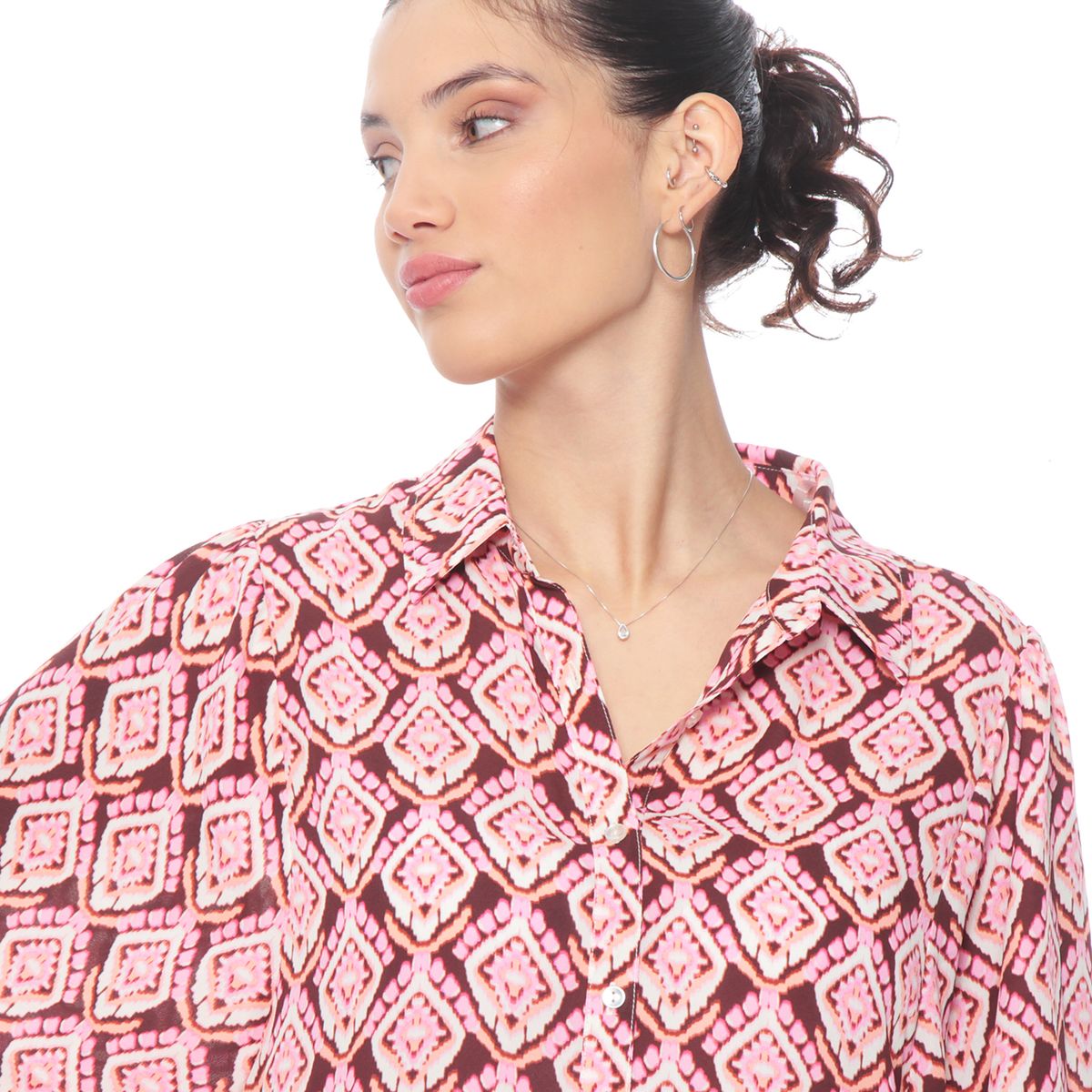 WADOS - BLUSA MANGA LARGA ESTAMPADA ABOTONADA EN DELANTERO
