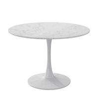 Mesa Tulip Simil Marmol Blanco- Pedestal Blanco 100 cm