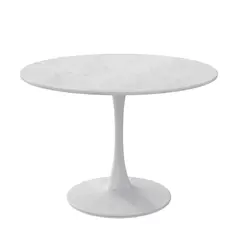 HABITA2 CHILE - Mesa Tulip Simil Marmol Blanco- Pedestal Blanco 100 cm