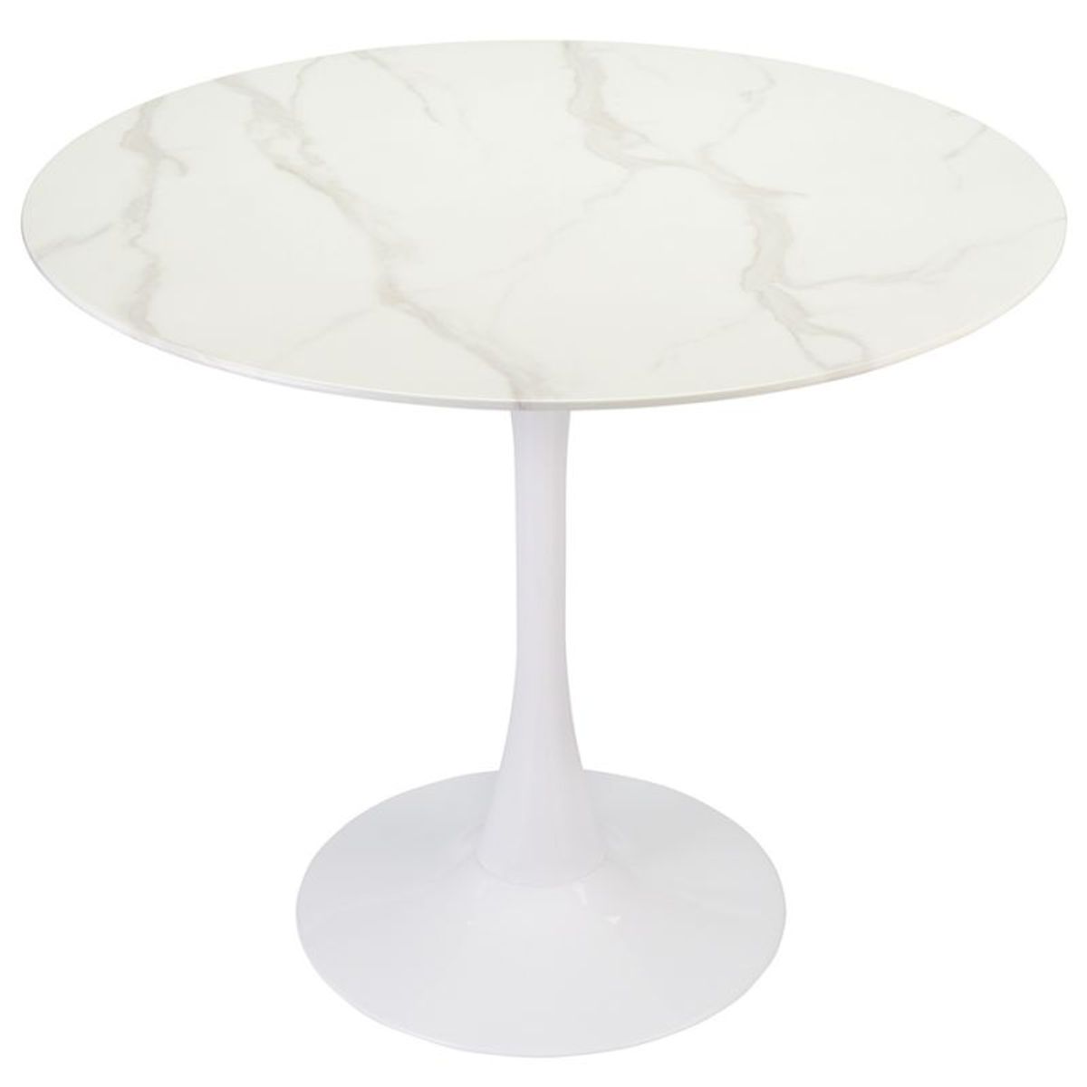 HABITA2 CHILE - Mesa Tulip Simil Marmol Blanco- Pedestal Blanco 100 cm