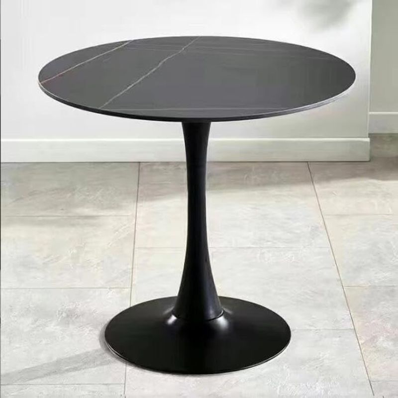 HABITA2 CHILE - Mesa Tulip Simil Marmol Negro- Pedestal Negro 100 cm