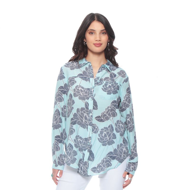 WADOS - BLUSA MANGA LARGA ESTAMPADA ABOTONADA EN DELANTERO