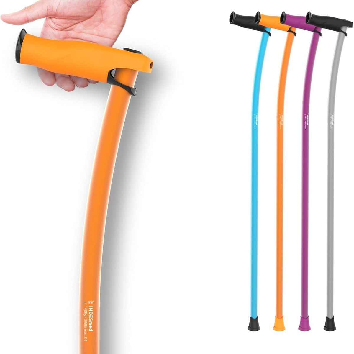 INDESMED - Indesmed - Bastón de paseo Aluminio Aeroespacial Ergonómico  Premium - Naranja- Talla S