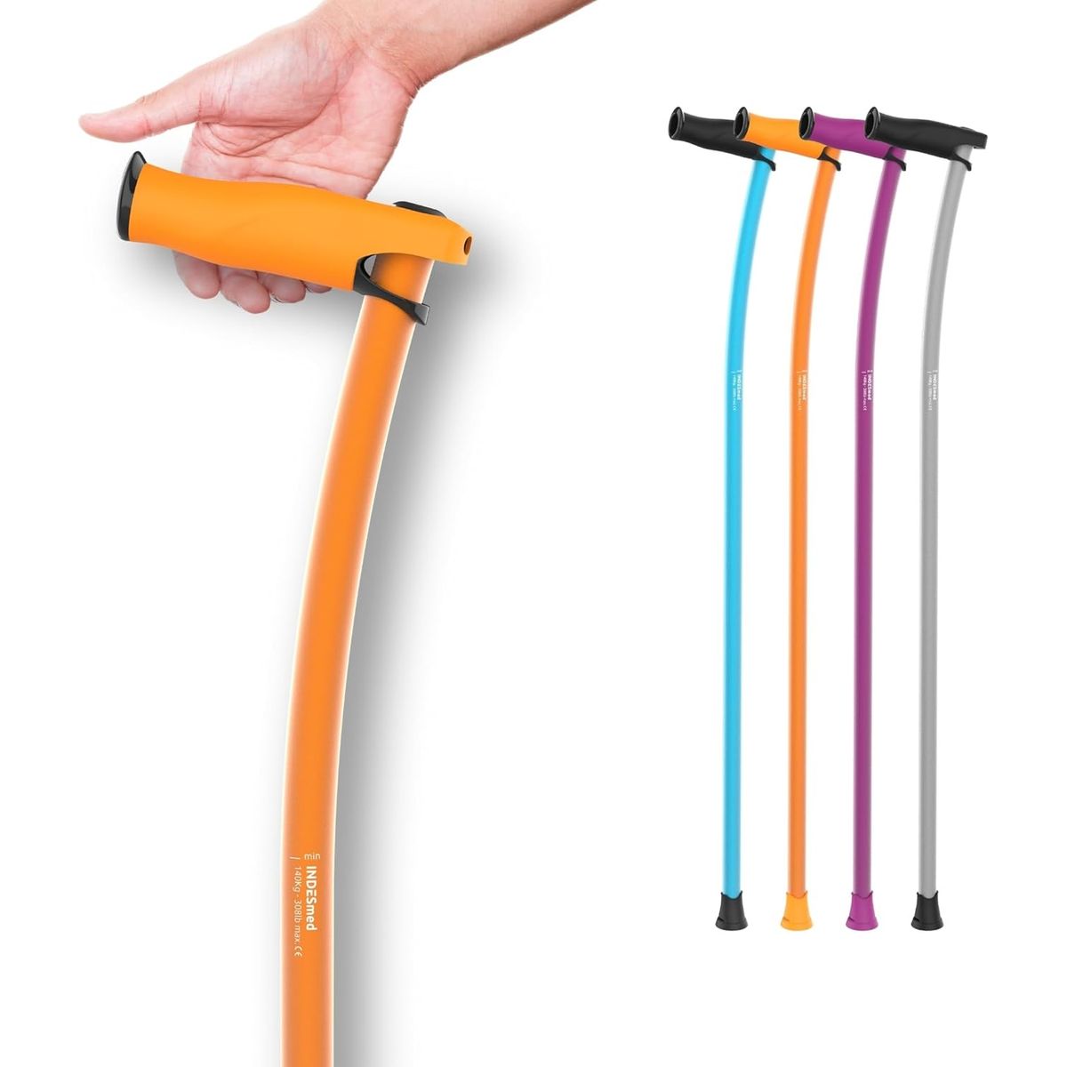 INDESMED - Indesmed - Bastón de paseo Aluminio Aeroespacial Ergonómico  Premium - Naranja- Talla S