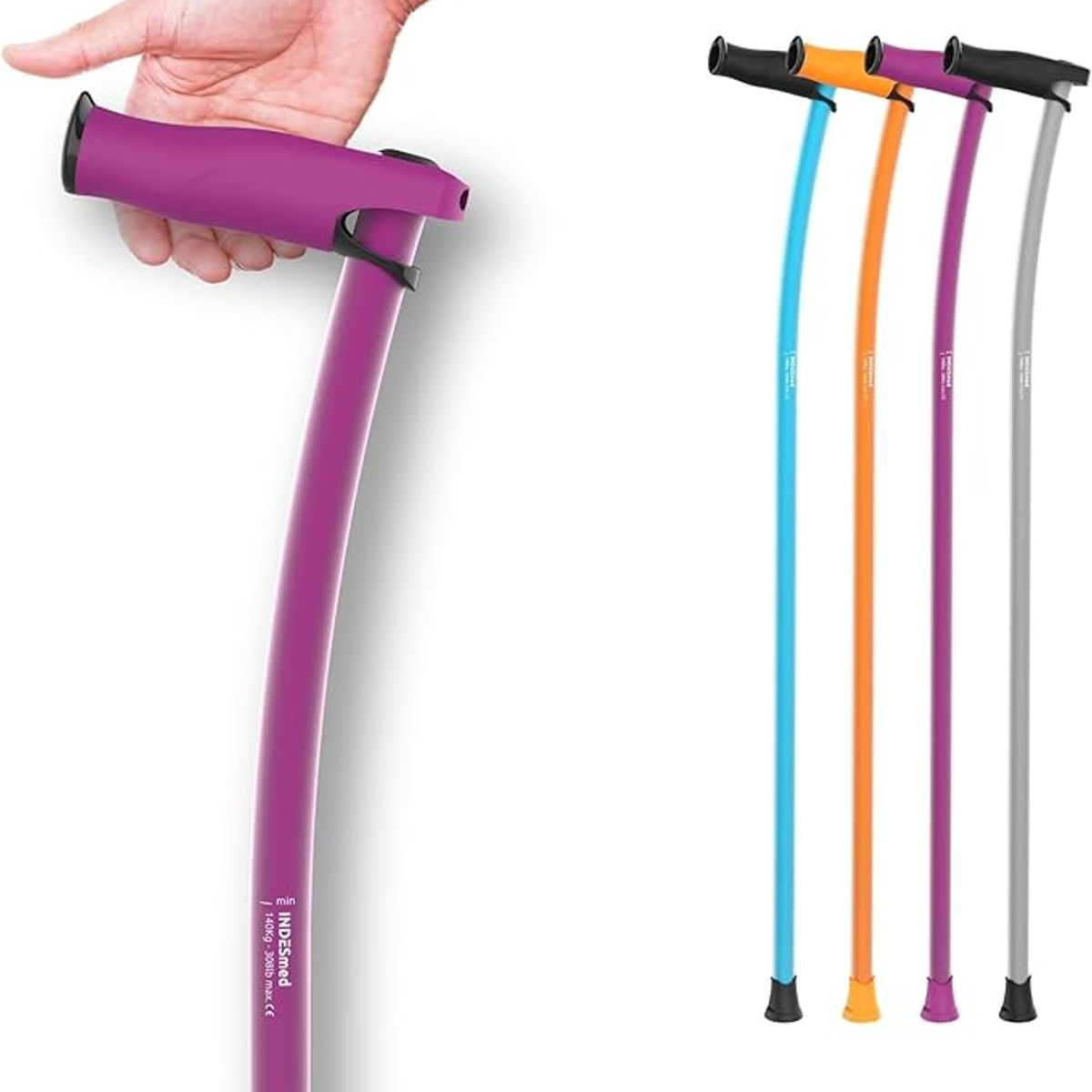 INDESMED - Indesmed - Bastón de paseo Aluminio Aeroespacial Ergonómico  Premium - Morado- Talla S