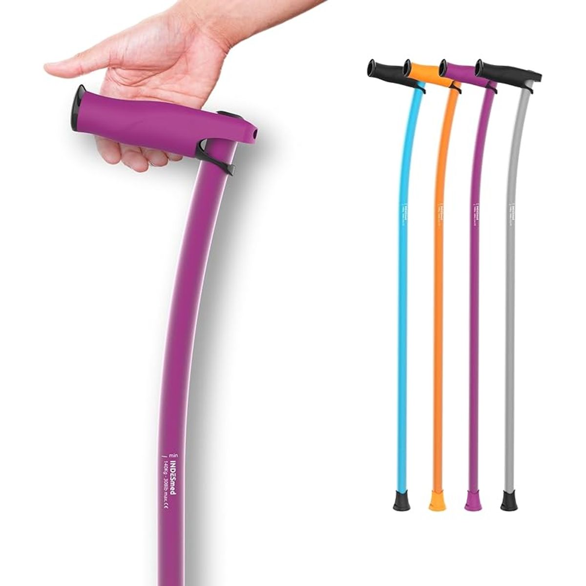 INDESMED - Indesmed - Bastón de paseo Aluminio Aeroespacial Ergonómico  Premium - Morado- Talla S