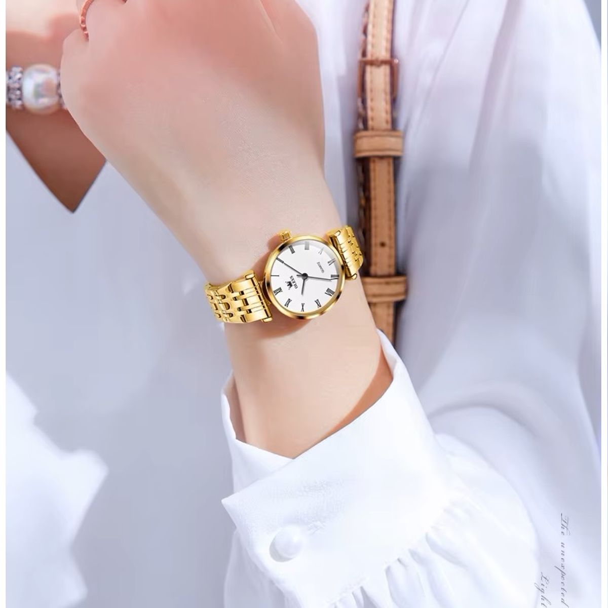 GENERICO - Reloj de Mujer Elegante de Cuarzo Pulsera de Acero Inoxidable Dorado