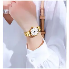 GENERICO - Reloj de Mujer Elegante de Cuarzo Pulsera de Acero Inoxidable Dorado