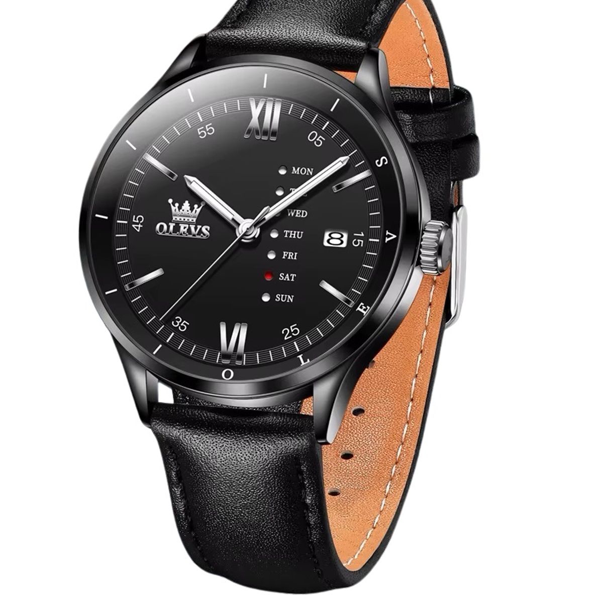 GENERICO - Reloj de Hombre Elegante con Correa de Cuero Calendario Completo