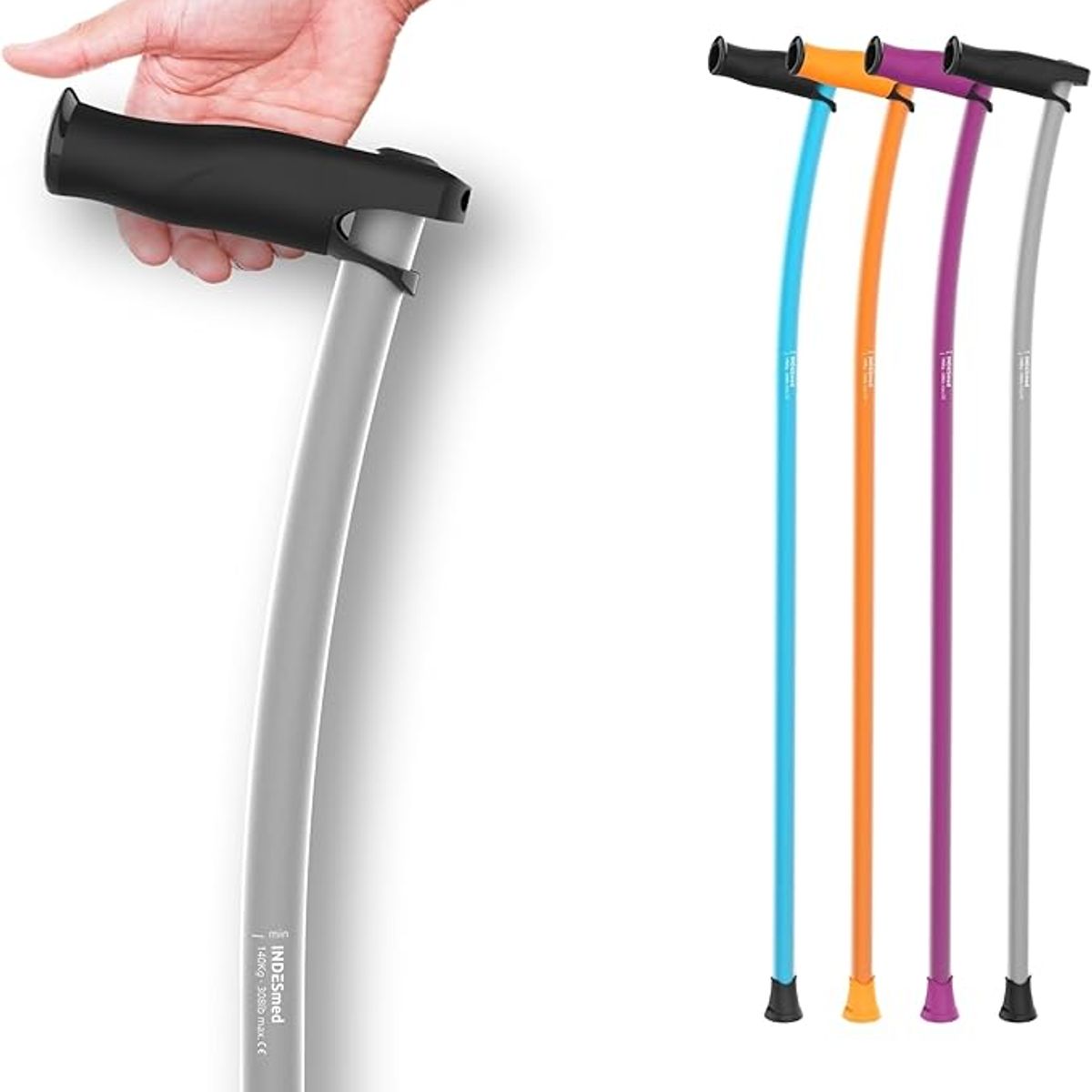 INDESMED - Indesmed - Bastón de paseo Aluminio Aeroespacial Ergonómico  Premium - Gris- Talla M