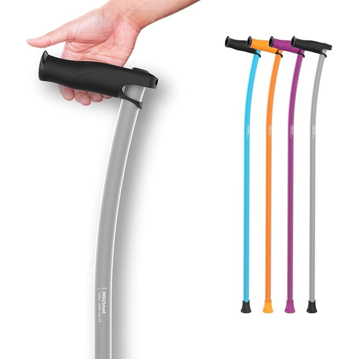 INDESMED - Indesmed - Bastón de paseo Aluminio Aeroespacial Ergonómico  Premium - Gris- Talla M